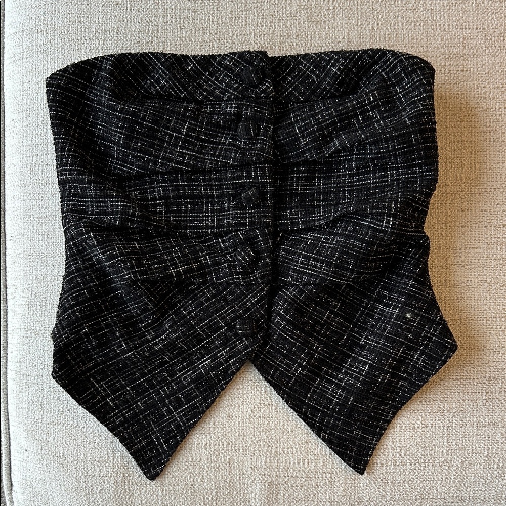 Commense Black and White Plaid Blouse